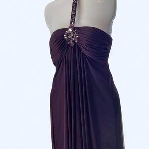 Xscape Purple Off the shoulder Shoulder Gown with Beaded Embellished Strap 8p